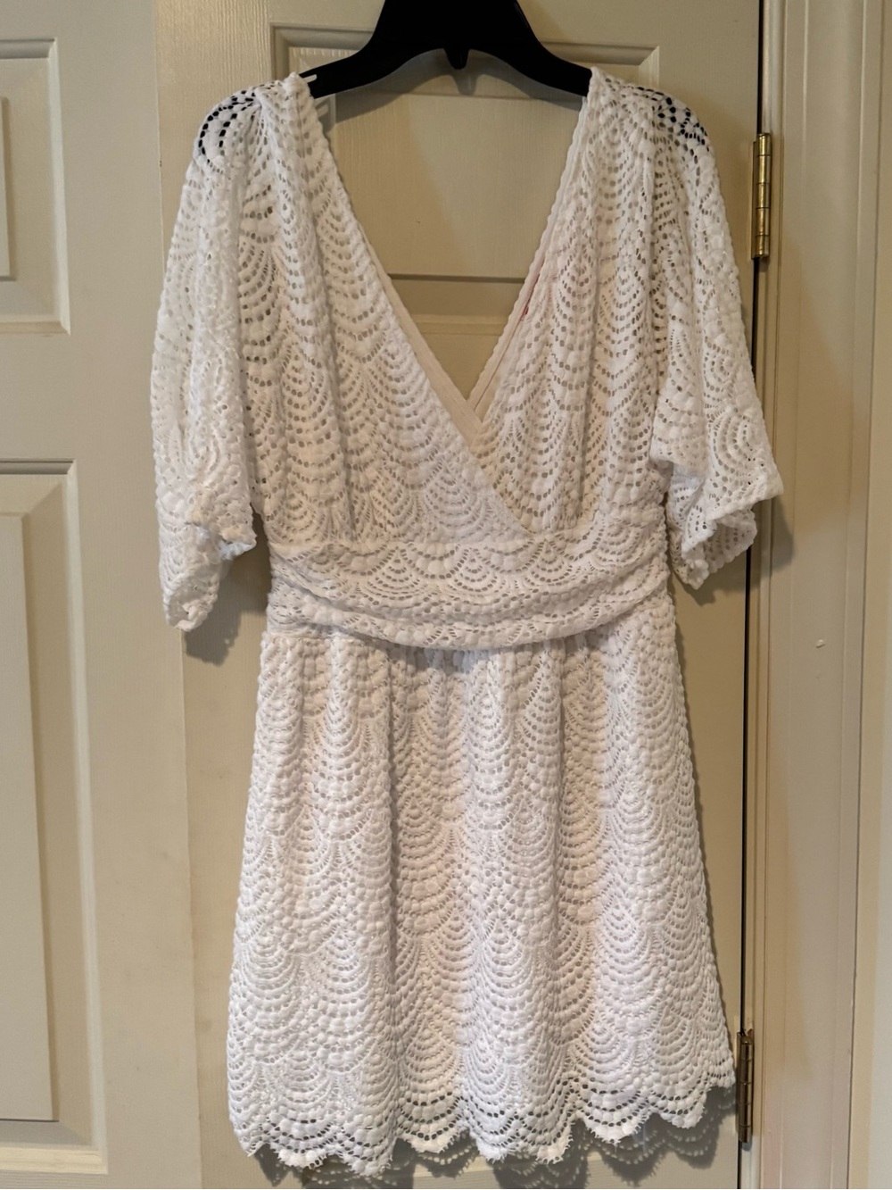 Lilly Pulitzer Parigi Skort Romper Resort White Scalloped Shell Lace size S GUC